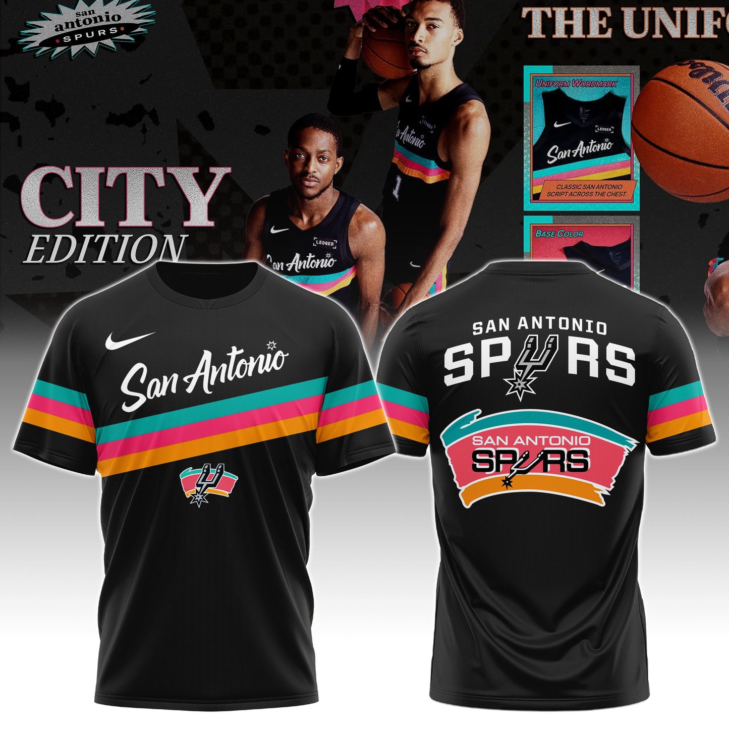 _San Antonio Spurs Classic Colors City Tshirt