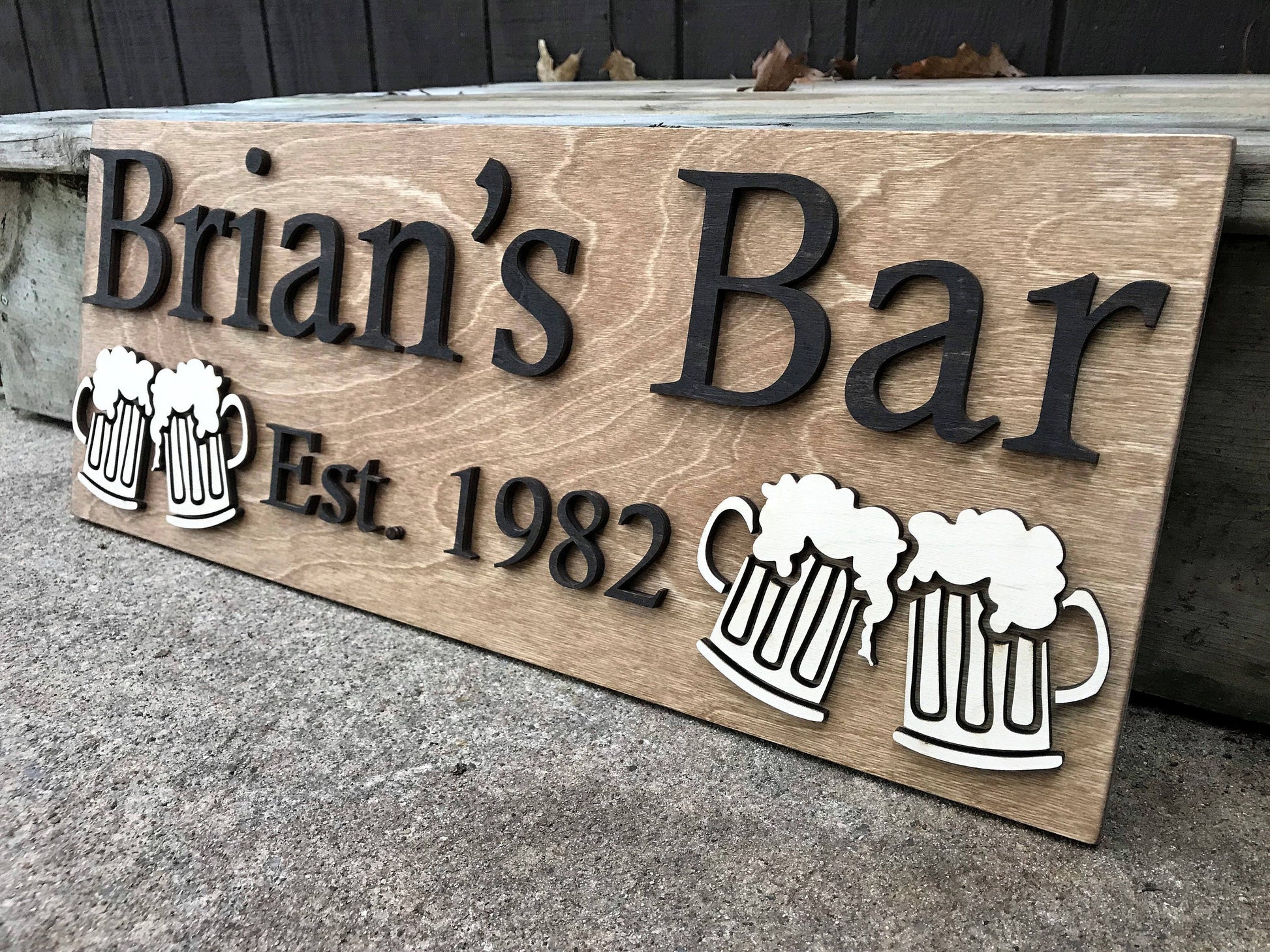 Personalized Bar Sign Wooden Sign Gift Custom Wood Sign Personalized Wood Sign Cabin Man Cave Pub Bar Decor Rustic Home Decor Basement Bar