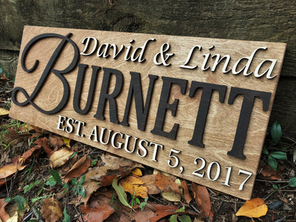 Custom Wood Sign Personalized Wedding Gift Family Name Sign Personalized Wooden Sign Last Name Established Anniversary Gift Sign Couple Gift