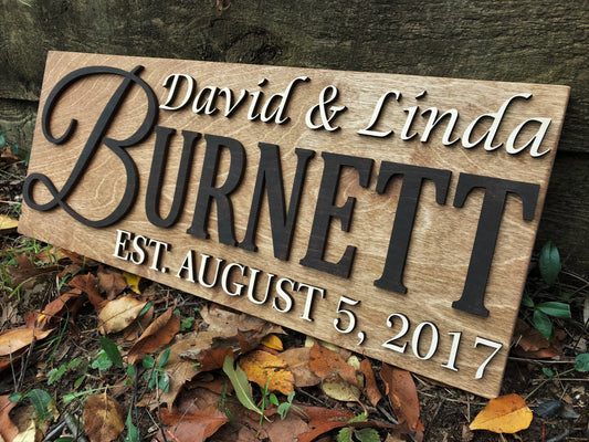 Custom Wood Sign Personalized Wedding Gift Family Name Sign Personalized Wooden Sign Last Name Established Anniversary Gift Sign Couple Gift