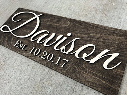 Custom Wood Sign Personalized Wedding Gift Last Name Established Sign Family Name Sign Anniversary Gift Wooden Sign Wedding Sign Couple Gift