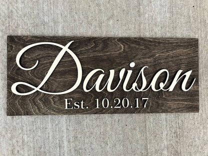 Custom Wood Sign Personalized Wedding Gift Last Name Established Sign Family Name Sign Anniversary Gift Wooden Sign Wedding Sign Couple Gift