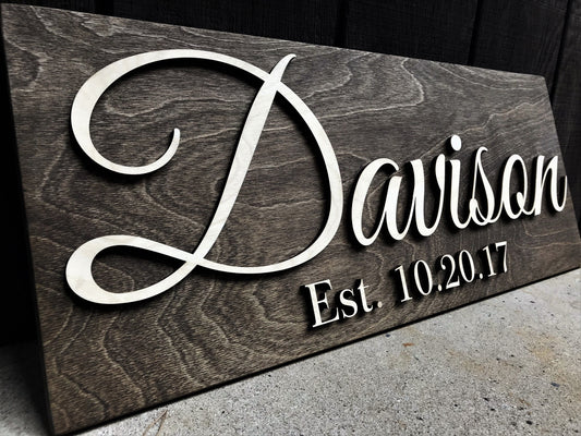 Custom Wood Sign Personalized Wedding Gift Last Name Established Sign Family Name Sign Anniversary Gift Wooden Sign Wedding Sign Couple Gift