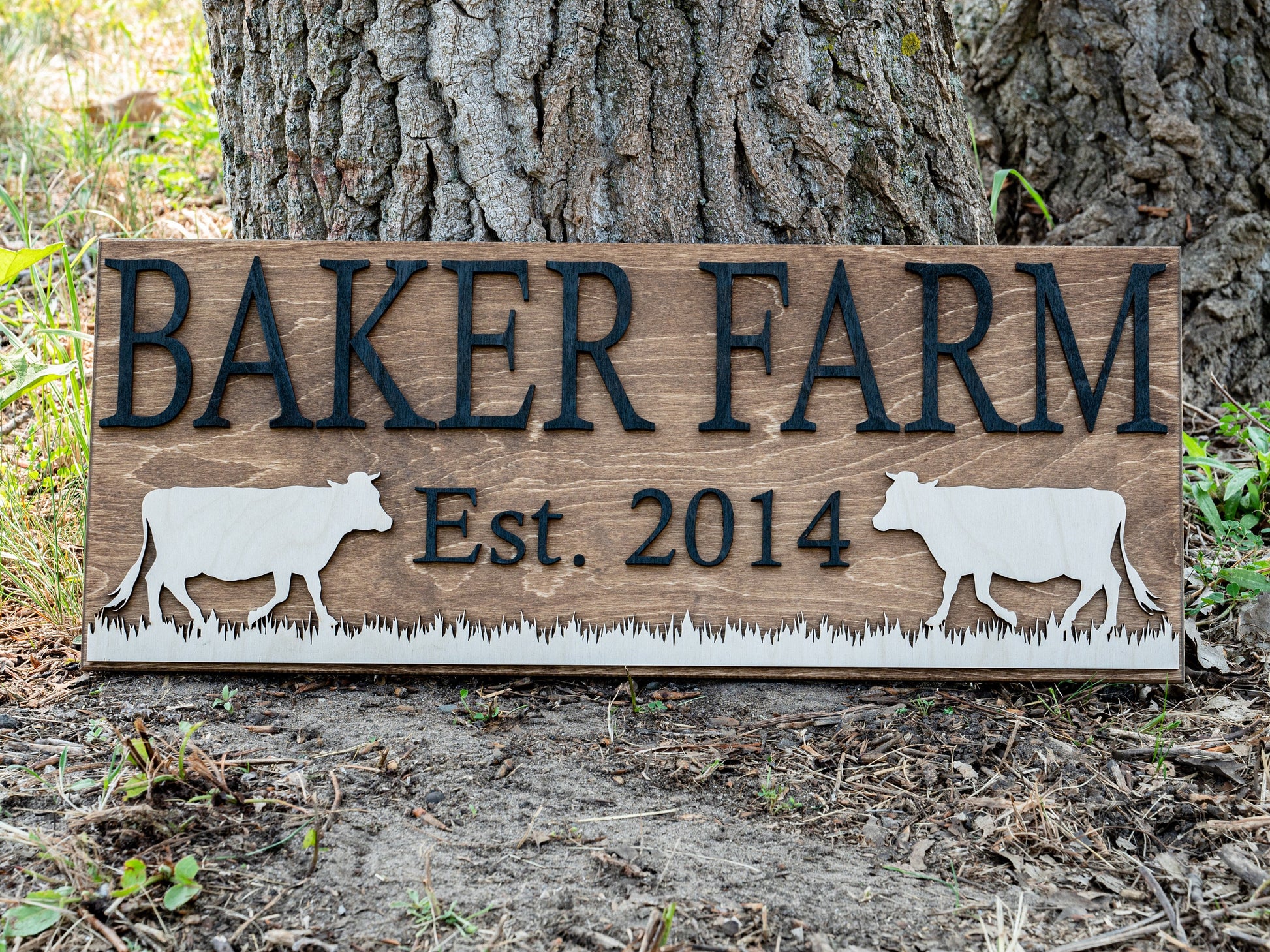 Personalized Farm Sign | Farmhouse Wall Decor | Wooden Cow Sign | Farmhouse Sign | Farmer Gifts | Cattle Sign | Wood Ranch Sign Ranch Decor