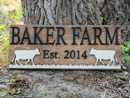 Personalized Farm Sign | Farmhouse Wall Decor | Wooden Cow Sign | Farmhouse Sign | Farmer Gifts | Cattle Sign | Wood Ranch Sign Ranch Decor