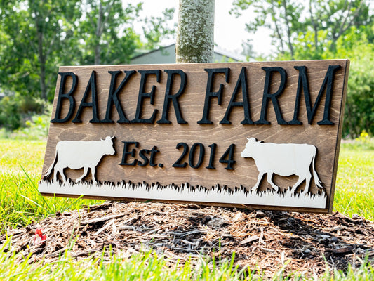Personalized Farm Sign | Farmhouse Wall Decor | Wooden Cow Sign | Farmhouse Sign | Farmer Gifts | Cattle Sign | Wood Ranch Sign Ranch Decor