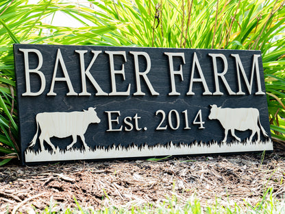 Ranch Decor | Personalized Farm Sign | Farmhouse Wall Decor | Wooden Cow Sign | Farmhouse Sign | Farmer Gifts | Cattle Sign Wood Ranch Sign
