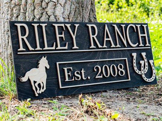 Wood Ranch Sign | Custom Horse Sign | Wooden Ranch Decor | Farmhouse Decor | Personalized Horse Decor | Horse Nursery Sign | Wood Horse Sign