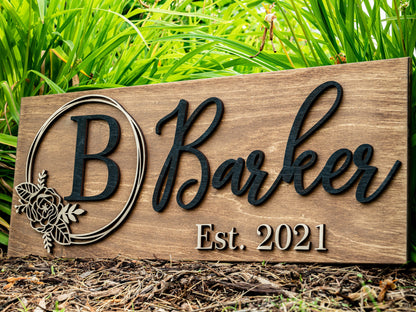Personalized Wedding Gift Last Name Established Sign Family Name Sign Custom Wood Sign Wooden Anniversary Gift Couple Gift Personalized Sign
