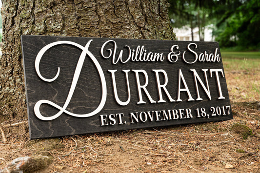 Personalized Family Name Sign Personalized Wood Sign Mens Gift for Him Last Name Sign Wooden Sign Establish Sign Wood Anniversary Gift