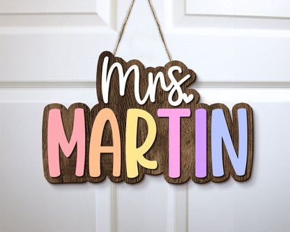 Personalized 3D Teacher Name Door Sign, Teacher Gifts, Teacher Birthday Gift, Classroom Door Hanger, Classroom Welcome Sign, Back To School