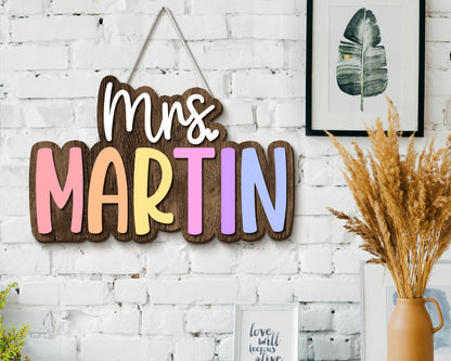 Personalized 3D Teacher Name Door Sign, Teacher Gifts, Teacher Birthday Gift, Classroom Door Hanger, Classroom Welcome Sign, Back To School