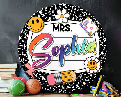 Personalized 3D Teacher Door Sign, Teacher Door Hanger, Composition Notebook Door Sign, Back to School Gift, Teacher Gift, Welcome Name Sign