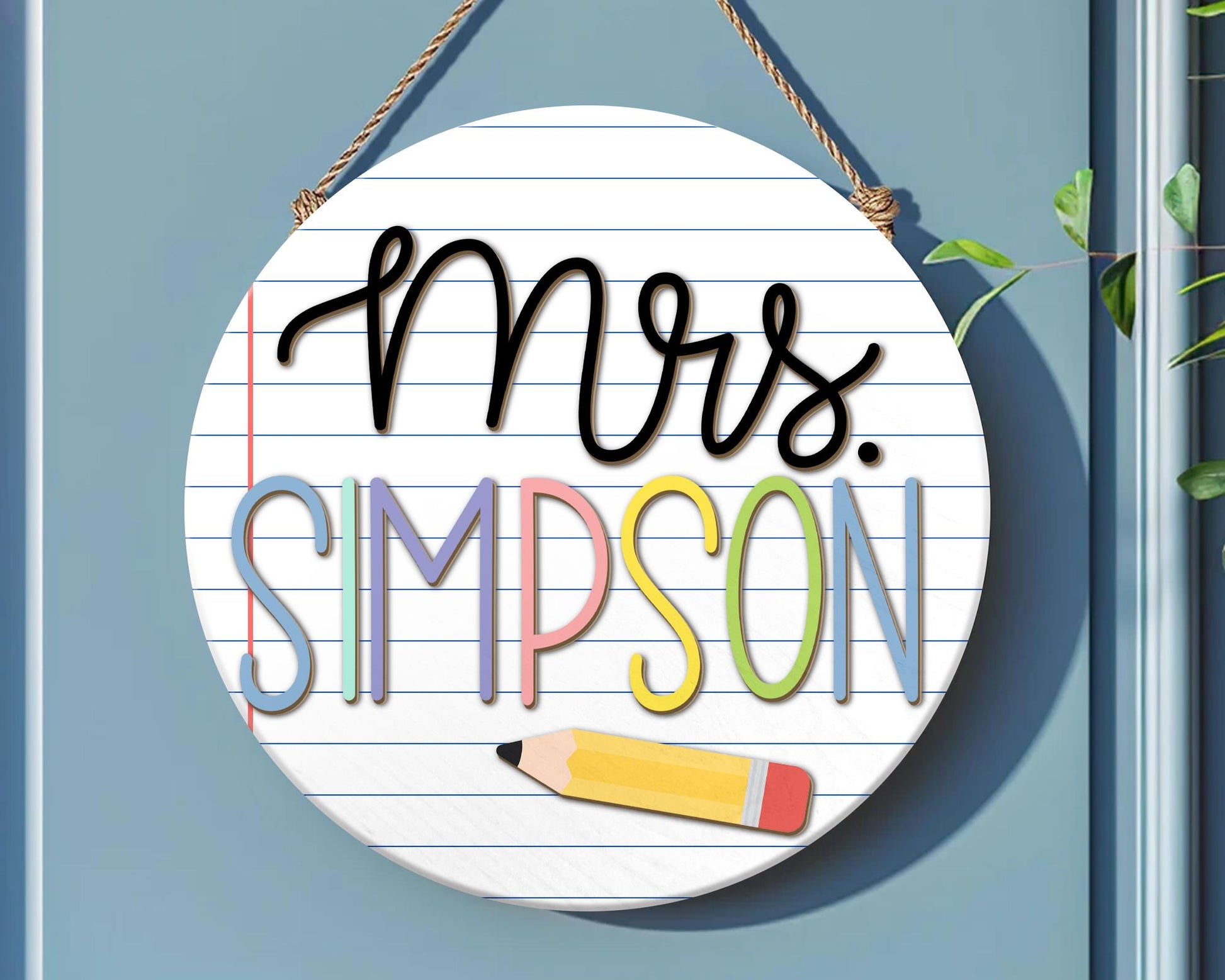Custom 3D Teacher Door Sign, Notebook Teacher Door Sign, Back To School Gifts, Classroom Decor, New Teacher Gifts, Personalized Teacher Sign