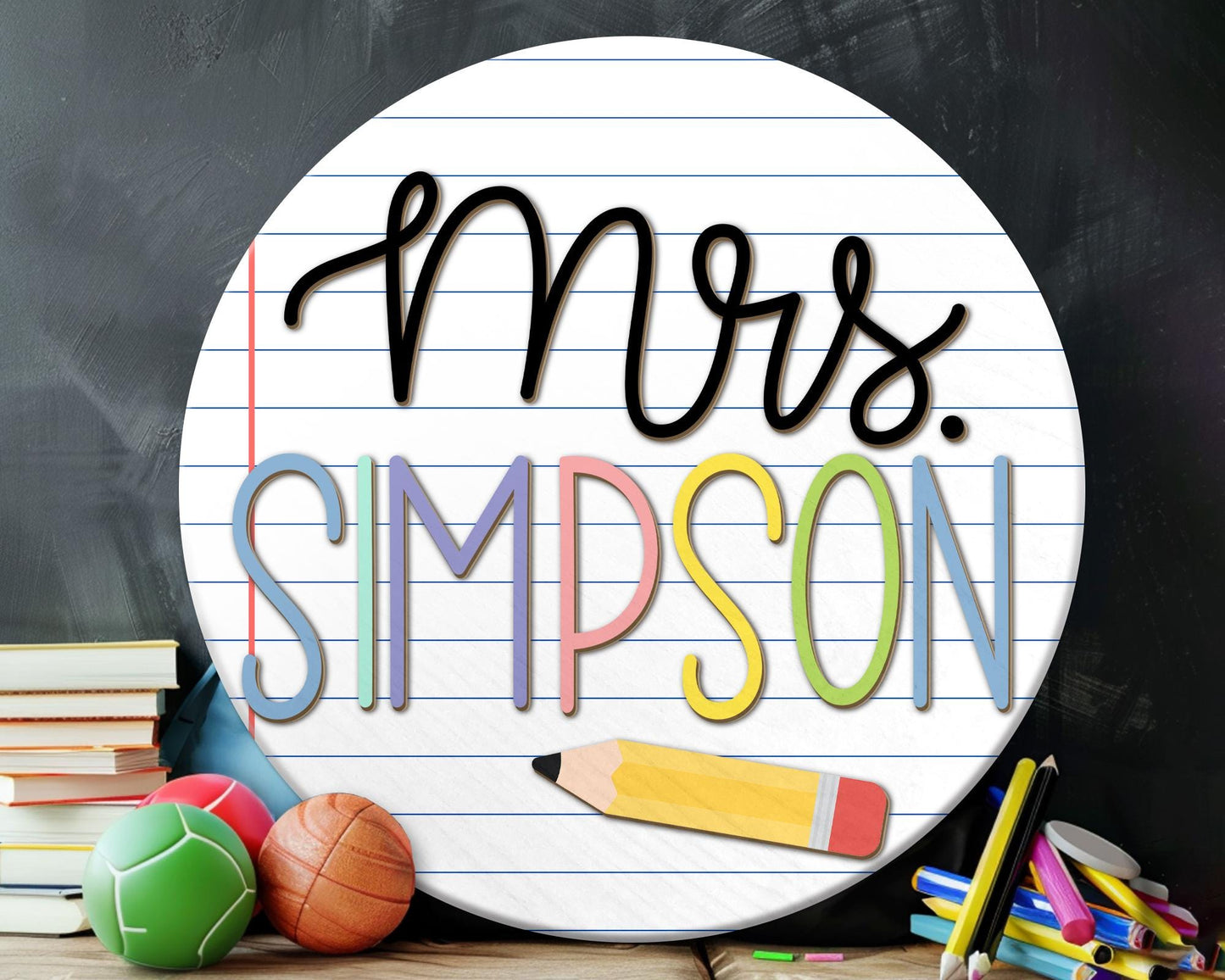 Custom 3D Teacher Door Sign, Notebook Teacher Door Sign, Back To School Gifts, Classroom Decor, New Teacher Gifts, Personalized Teacher Sign
