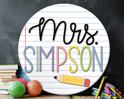 Custom 3D Teacher Door Sign, Notebook Teacher Door Sign, Back To School Gifts, Classroom Decor, New Teacher Gifts, Personalized Teacher Sign