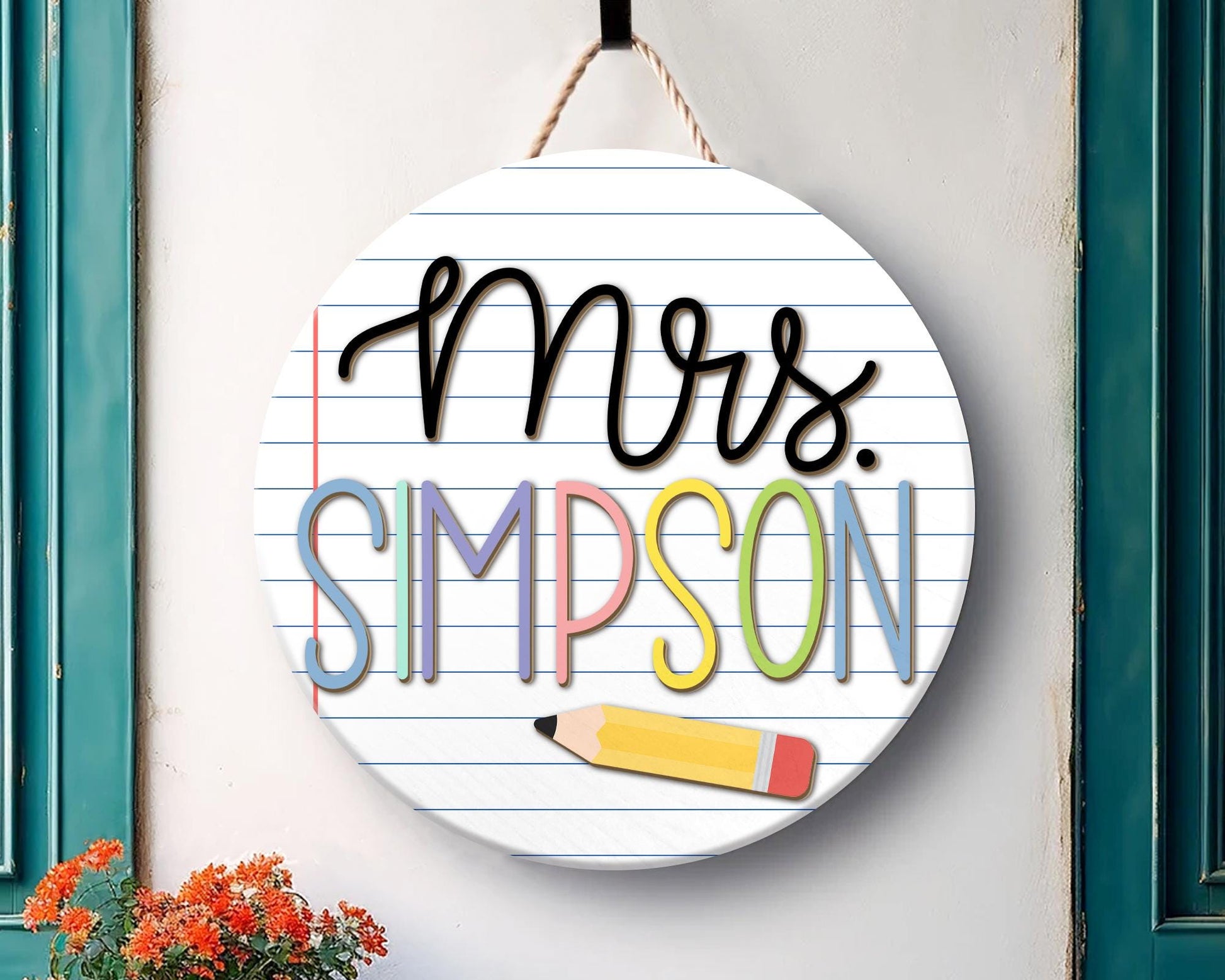 Custom 3D Teacher Door Sign, Notebook Teacher Door Sign, Back To School Gifts, Classroom Decor, New Teacher Gifts, Personalized Teacher Sign