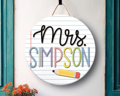 Custom 3D Teacher Door Sign, Notebook Teacher Door Sign, Back To School Gifts, Classroom Decor, New Teacher Gifts, Personalized Teacher Sign