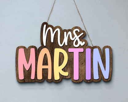 Personalized 3D Teacher Name Door Sign, Teacher Gifts, Teacher Birthday Gift, Classroom Door Hanger, Classroom Welcome Sign, Back To School