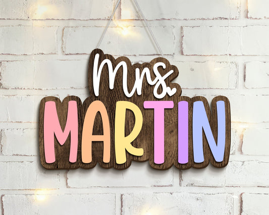 Personalized 3D Teacher Name Door Sign, Teacher Gifts, Teacher Birthday Gift, Classroom Door Hanger, Classroom Welcome Sign, Back To School