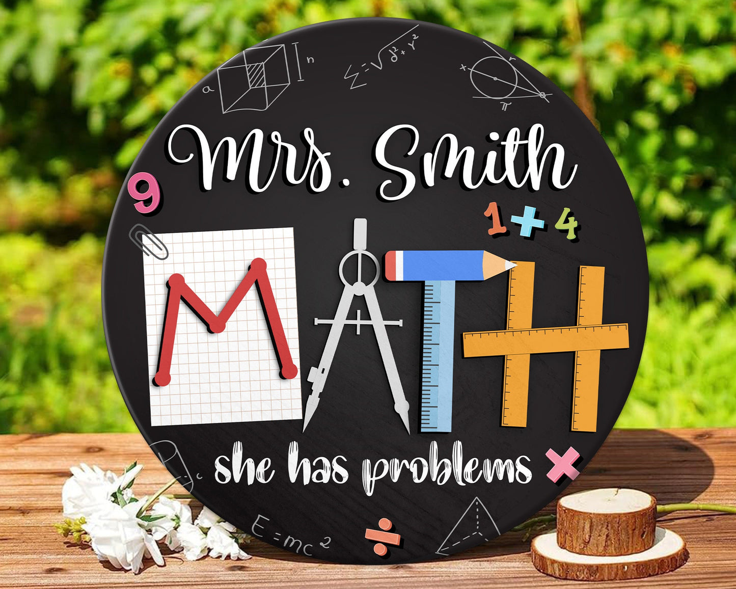 Personalized Math Teacher Door Sign, Back To School, Math Teacher Gift, Classroom Door Hanger, 3D Teacher Sign, Classroom Welcome Sign