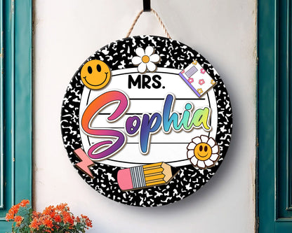 Personalized 3D Teacher Door Sign, Teacher Door Hanger, Composition Notebook Door Sign, Back to School Gift, Teacher Gift, Welcome Name Sign
