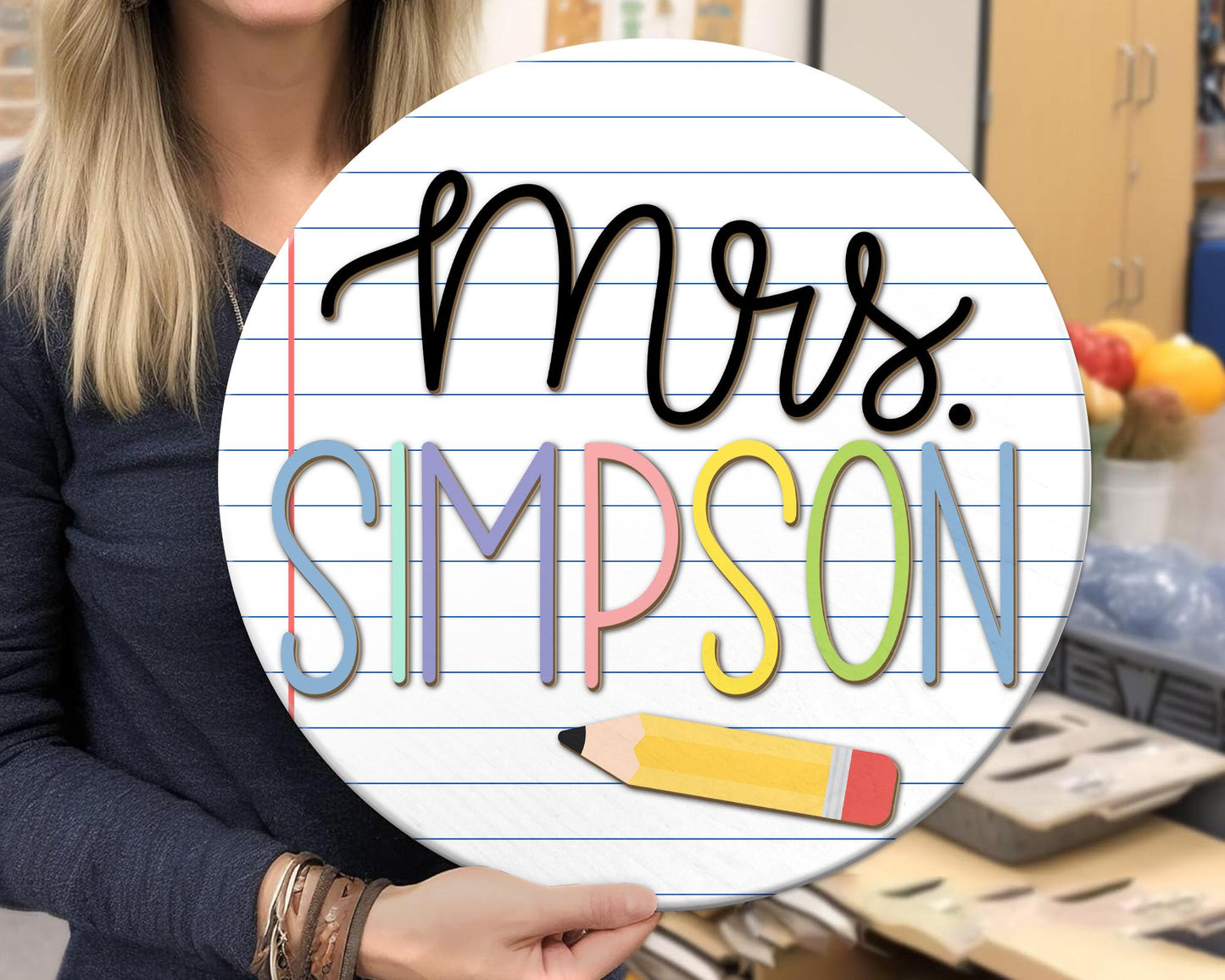 Custom 3D Teacher Door Sign, Notebook Teacher Door Sign, Back To School Gifts, Classroom Decor, New Teacher Gifts, Personalized Teacher Sign