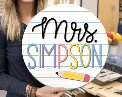 Custom 3D Teacher Door Sign, Notebook Teacher Door Sign, Back To School Gifts, Classroom Decor, New Teacher Gifts, Personalized Teacher Sign