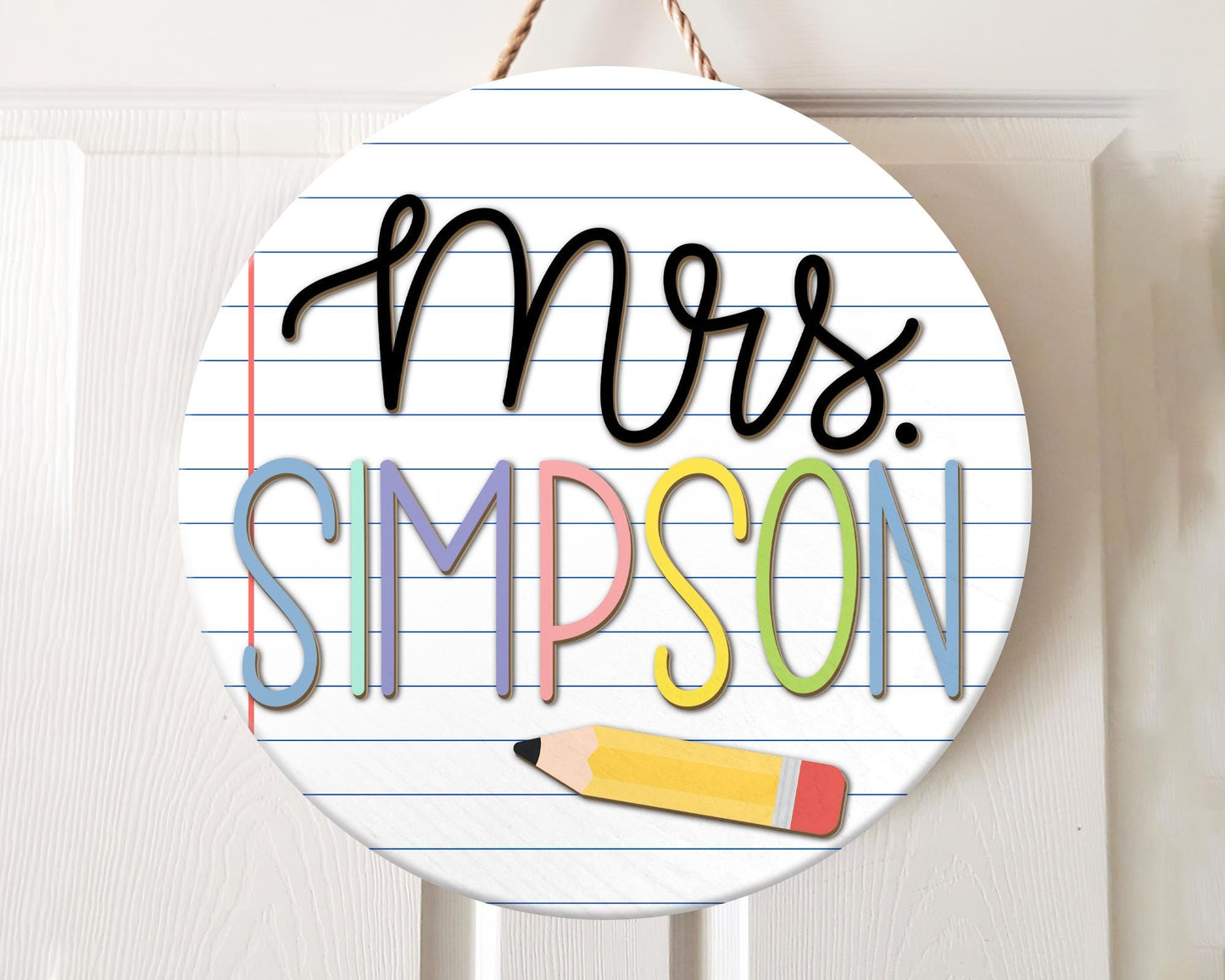 Custom 3D Teacher Door Sign, Notebook Teacher Door Sign, Back To School Gifts, Classroom Decor, New Teacher Gifts, Personalized Teacher Sign