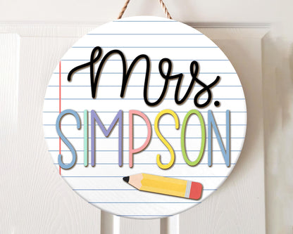 Custom 3D Teacher Door Sign, Notebook Teacher Door Sign, Back To School Gifts, Classroom Decor, New Teacher Gifts, Personalized Teacher Sign