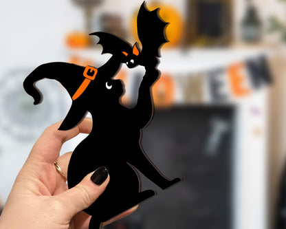 Black Cat Door Topper, Black Cat Door Corner Sign, Halloween Bat Door Topper, Black Cat Halloween Decor, Cat Lover Gift,Halloween Home Decor