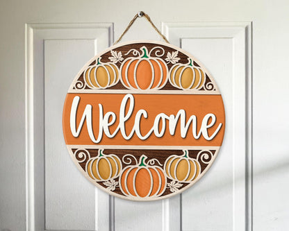 Welcome Fall Door Hanger, Pumpkin Season Door Sign, Fall Front Door Decor, Pumpkin Door Hanger, Fall Welcome Sign, Autumn Decor, Fall Gifts
