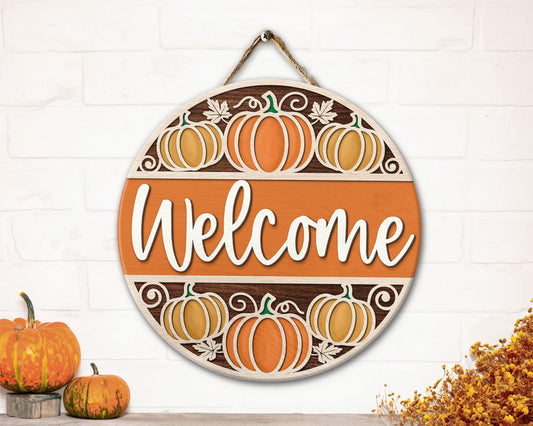 Welcome Fall Door Hanger, Pumpkin Season Door Sign, Fall Front Door Decor, Pumpkin Door Hanger, Fall Welcome Sign, Autumn Decor, Fall Gifts