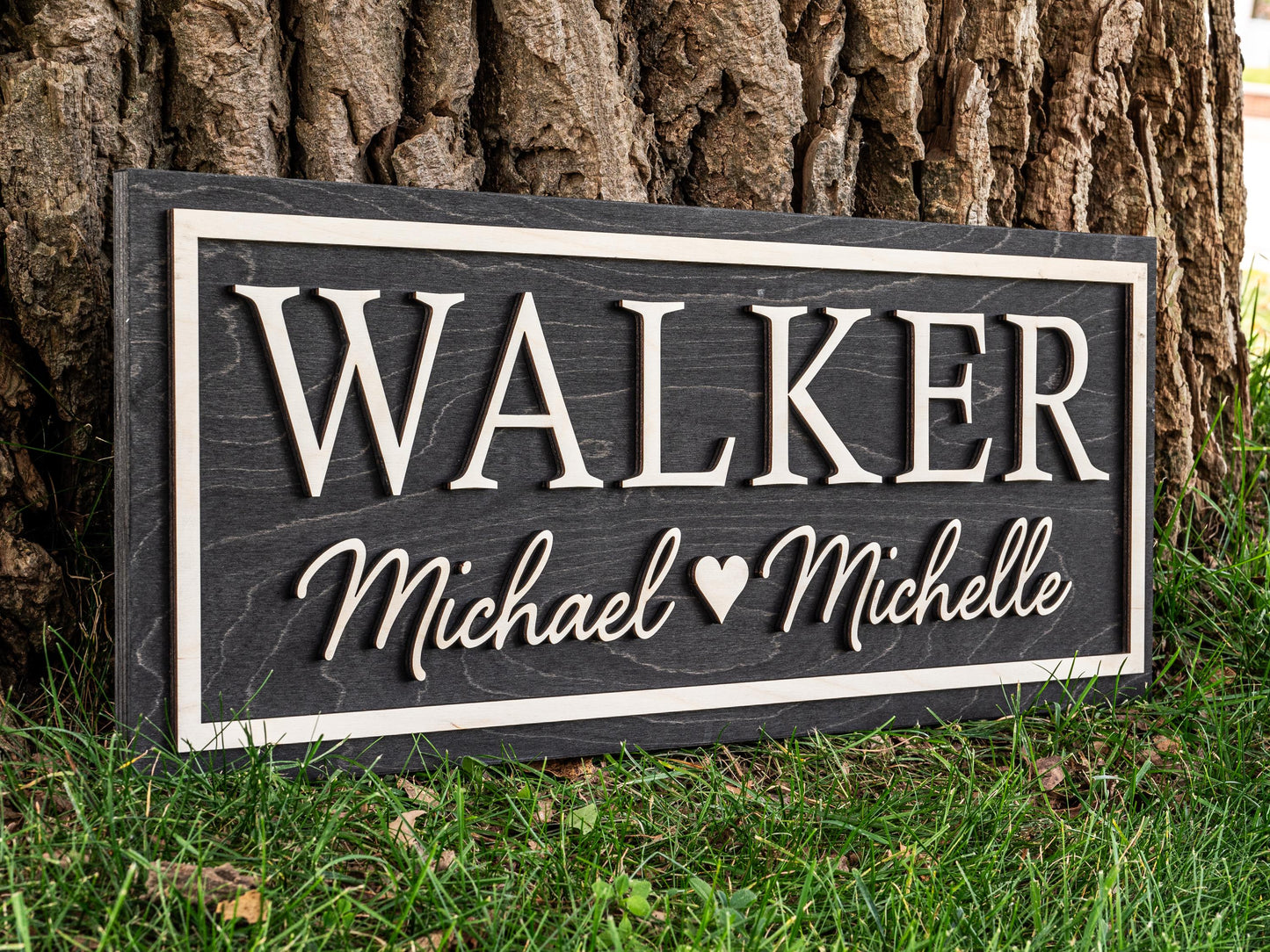 Last Name Established Sign | Gift for Couples | Personalized Wedding Gift Anniversary Gift | Bridal Shower Gift | Engagement Gifts Wood Sign