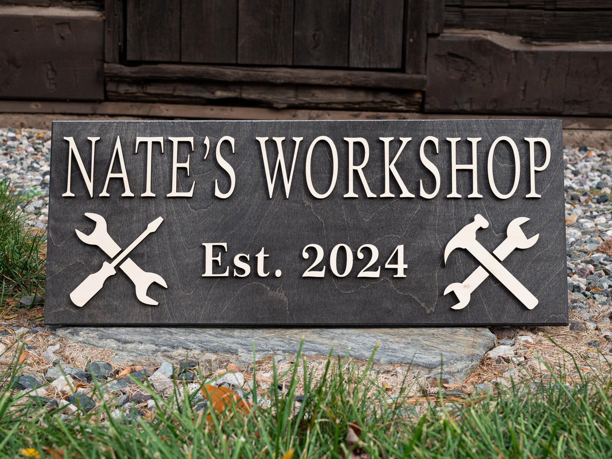 Custom Garage Sign Gifts for Men | Workshop Wood Sign Fathers Day Gift Gifts For Dad Husband Gift Wooden Shop Sign Personalized Man Birthday