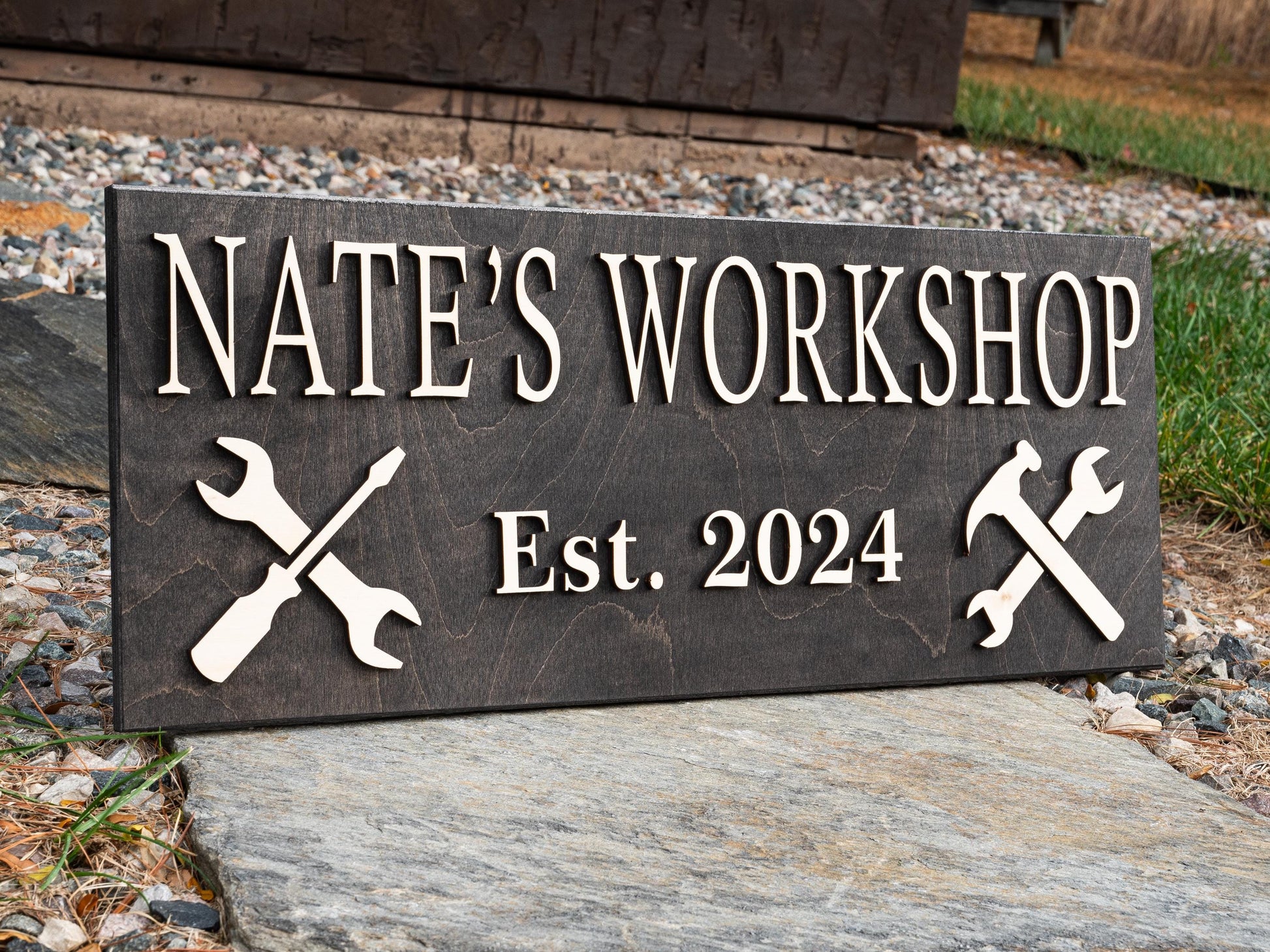 Wood Workshop Sign | Custom Garage Sign Gifts for Men Gifts For Him Husband Gift Wooden Shop Sign Personalized Man Birthday Fathers Day Gift