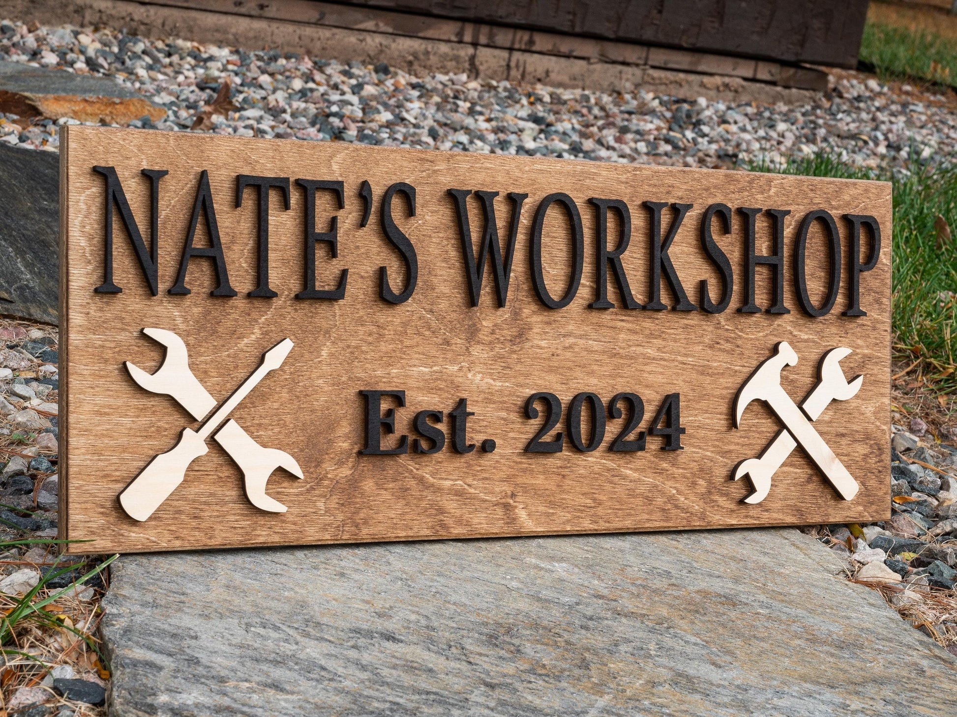 Custom Garage Sign Gifts for Men | Workshop Wood Sign Fathers Day Gift Gifts For Dad Husband Gift Wooden Shop Sign Personalized Man Birthday