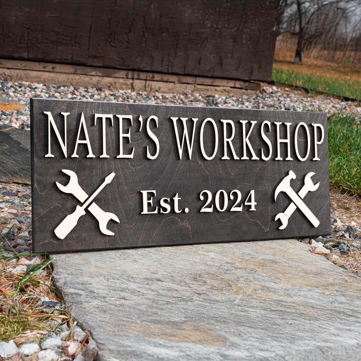 Custom Garage Sign Gifts for Men | Workshop Wood Sign Fathers Day Gift Gifts For Dad Husband Gift Wooden Shop Sign Personalized Man Birthday