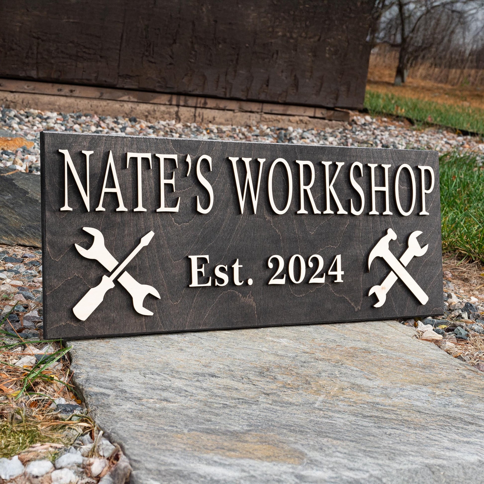 Custom Garage Sign Gifts for Men | Workshop Wood Sign Fathers Day Gift Gifts For Dad Husband Gift Wooden Shop Sign Personalized Man Birthday