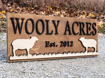 Personalized Wooden Sheep Farm Name Sign | Farmhouse Wall Decor | Farmhouse Sign | Farmer Gifts | Sheep Sign | Wood Ranch Sign Farm Decor