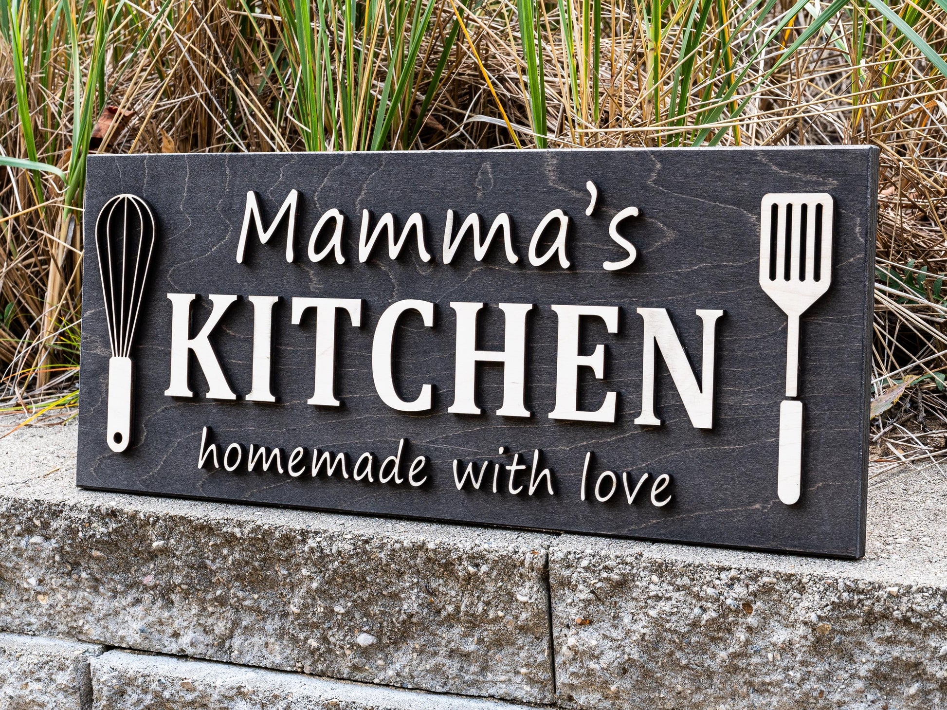 Custom Kitchen Name Sign | Personalized Mothers Day Gift for Mom Gift for Dad | Wood Kitchen Decor | Custom Name Sign Birthday Gifts for Her
