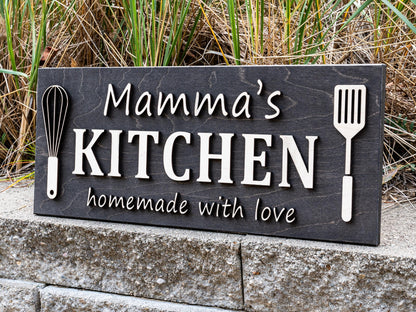 Custom Kitchen Name Sign | Personalized Mothers Day Gift for Mom Gift for Dad | Wood Kitchen Decor | Custom Name Sign Birthday Gifts for Her