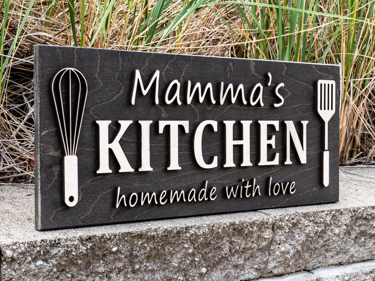 Custom Kitchen Name Sign | Personalized Mothers Day Gift for Mom Gift for Dad | Wood Kitchen Decor | Custom Name Sign Birthday Gifts for Her