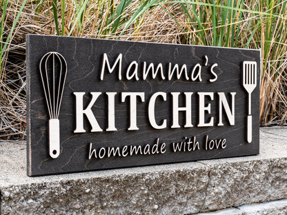 Custom Kitchen Name Sign | Personalized Mothers Day Gift for Mom Gift for Dad | Wood Kitchen Decor | Custom Name Sign Birthday Gifts for Her