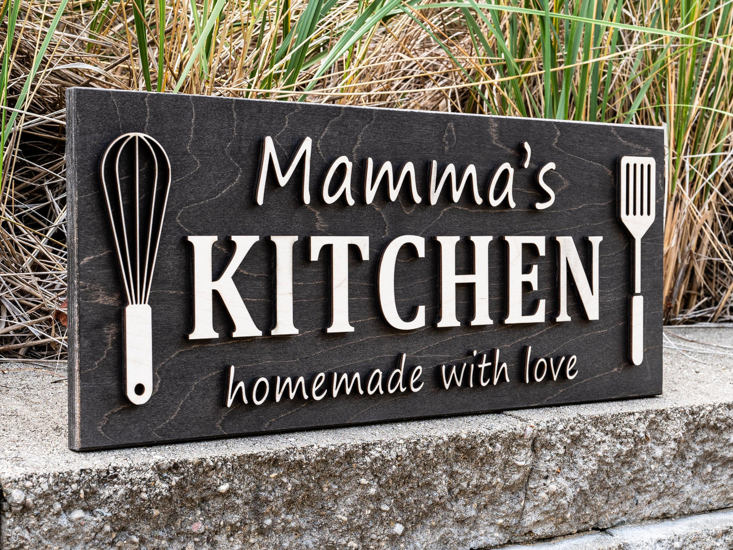 Wood Kitchen Wall Decor Custom Kitchen Name Sign | Personalized Mothers Day Gift for Mom Custom Name Sign Birthday Gifts for Her for Dad