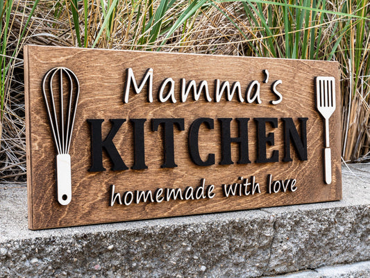 Custom Kitchen Name Sign | Personalized Mothers Day Gift for Mom Gift for Dad | Wood Kitchen Decor | Custom Name Sign Birthday Gifts for Her