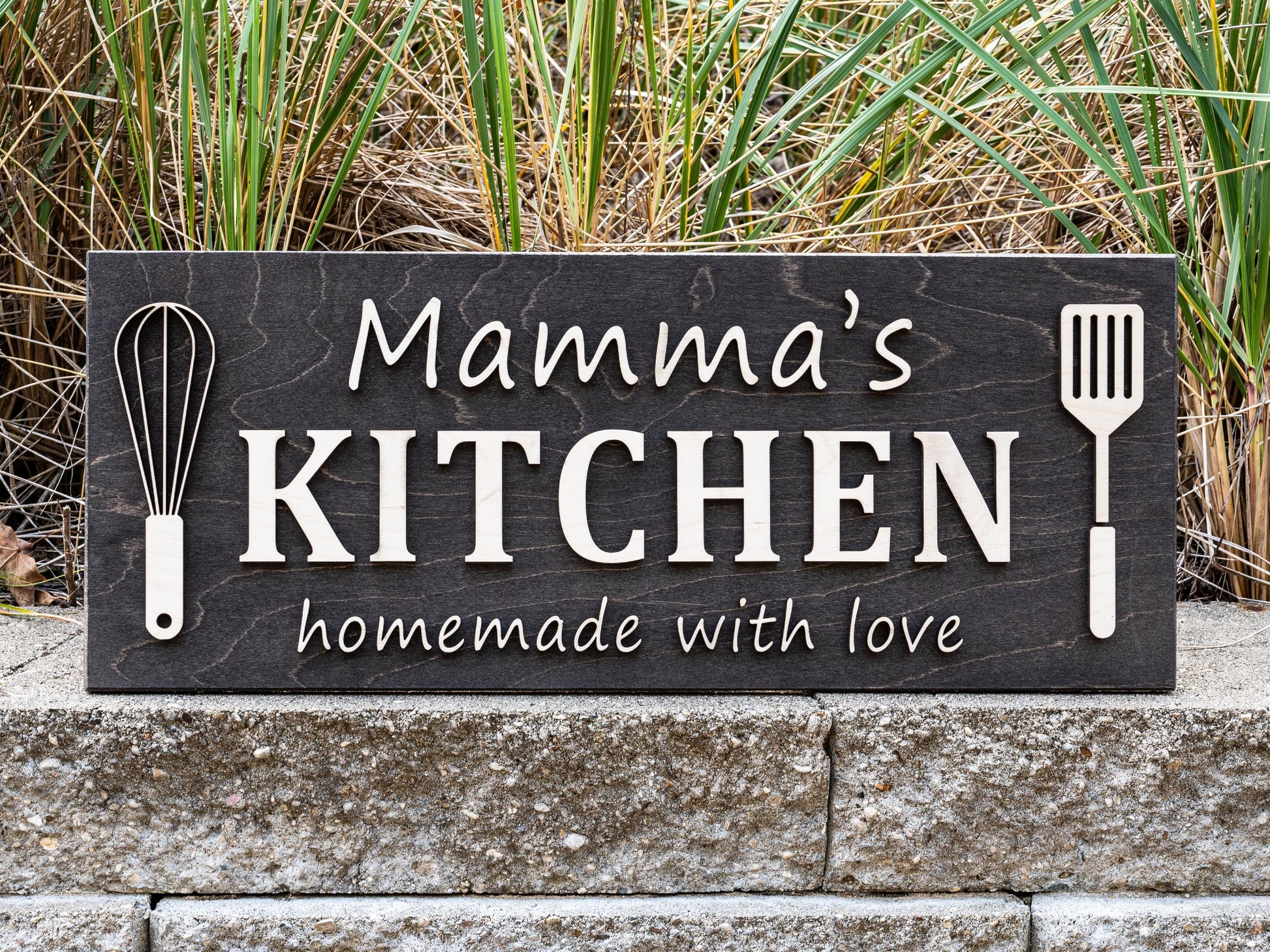 Custom Kitchen Name Sign | Personalized Mothers Day Gift for Mom Gift for Dad | Wood Kitchen Decor | Custom Name Sign Birthday Gifts for Her