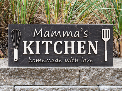 Custom Kitchen Name Sign | Personalized Mothers Day Gift for Mom Gift for Dad | Wood Kitchen Decor | Custom Name Sign Birthday Gifts for Her