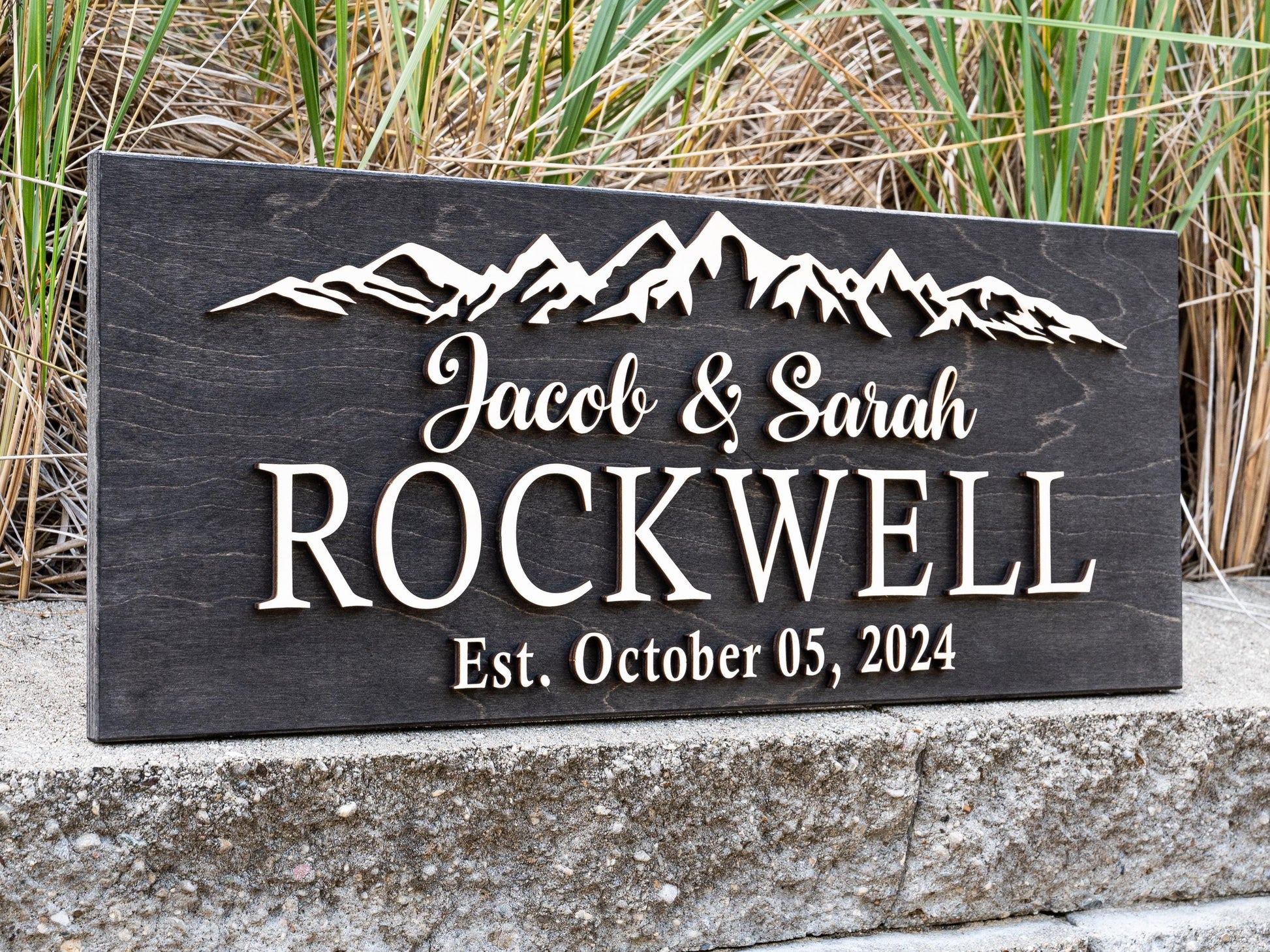 Custom Wood Sign Family Name Sign | Last Name Sign | Personalized Wedding Gift | Anniversary Gift | Established Sign | Mountain Wall Decor