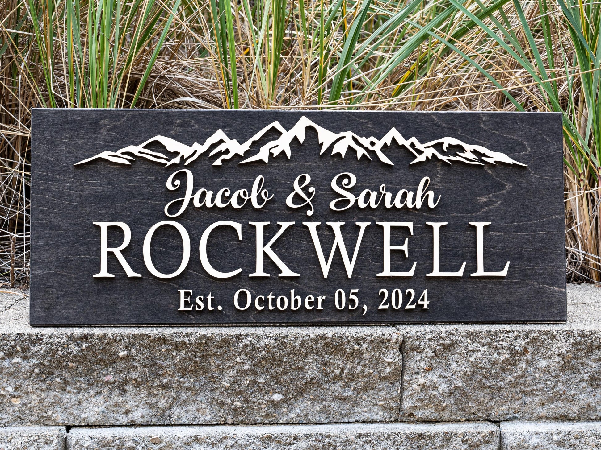 Personalized Wedding Gift | Anniversary Gift | Established Sign | Custom Mountain Decor | Custom Wood Sign Family Name Sign | Last Name Sign